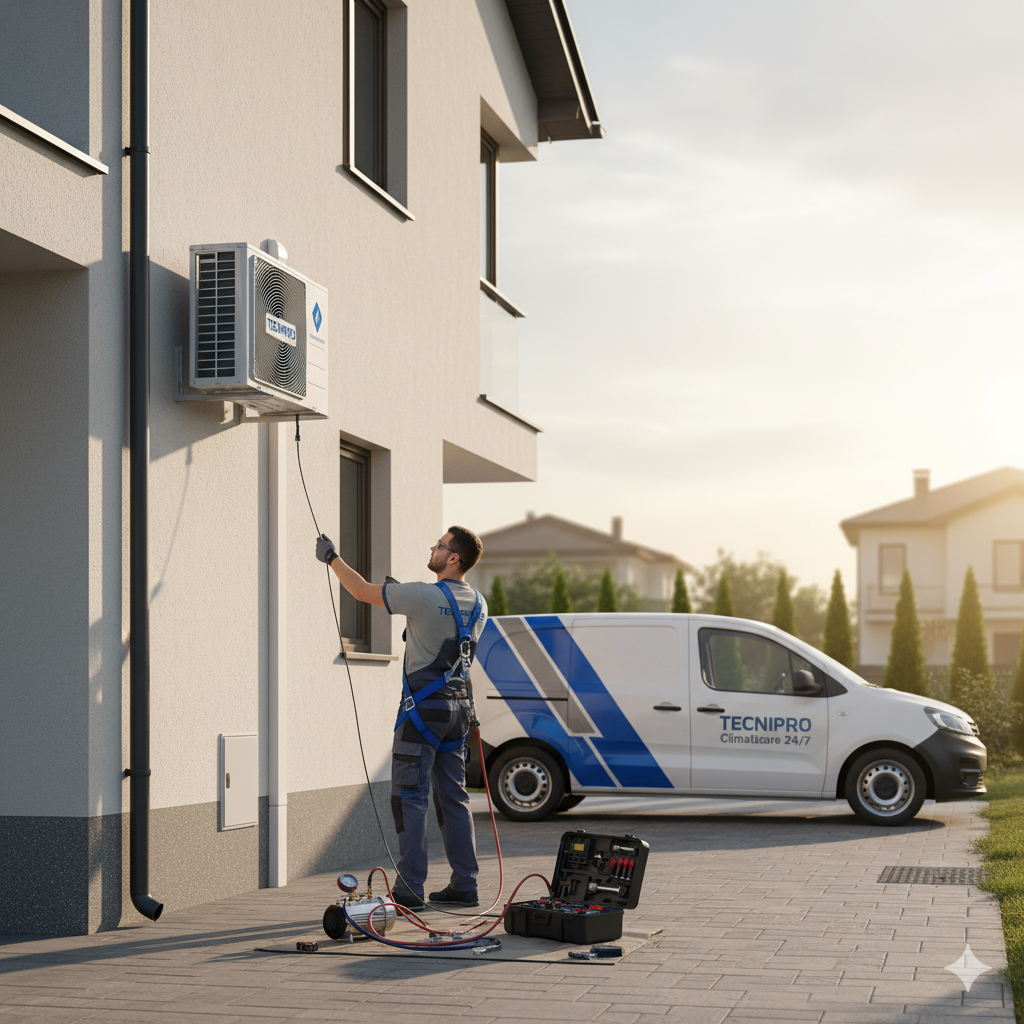 Echipă TECNIPRO pregătită pentru montaj aer condiționat